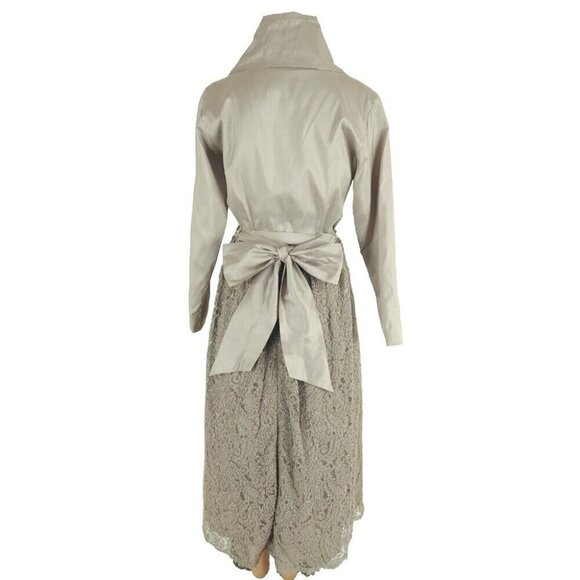 Vintage Catherine Regehr Silk Taffeta & Lace Gown S Green Dress Bow VTG - Picture 13 of 16